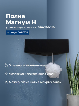 Полка для ванной Aquanet Магнум Н, черная, 341536