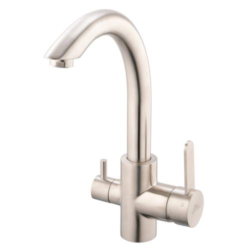 Смеситель для кухни с подключением фильтра Hot and Cold, u-образный, никель / сатин, 100.358
