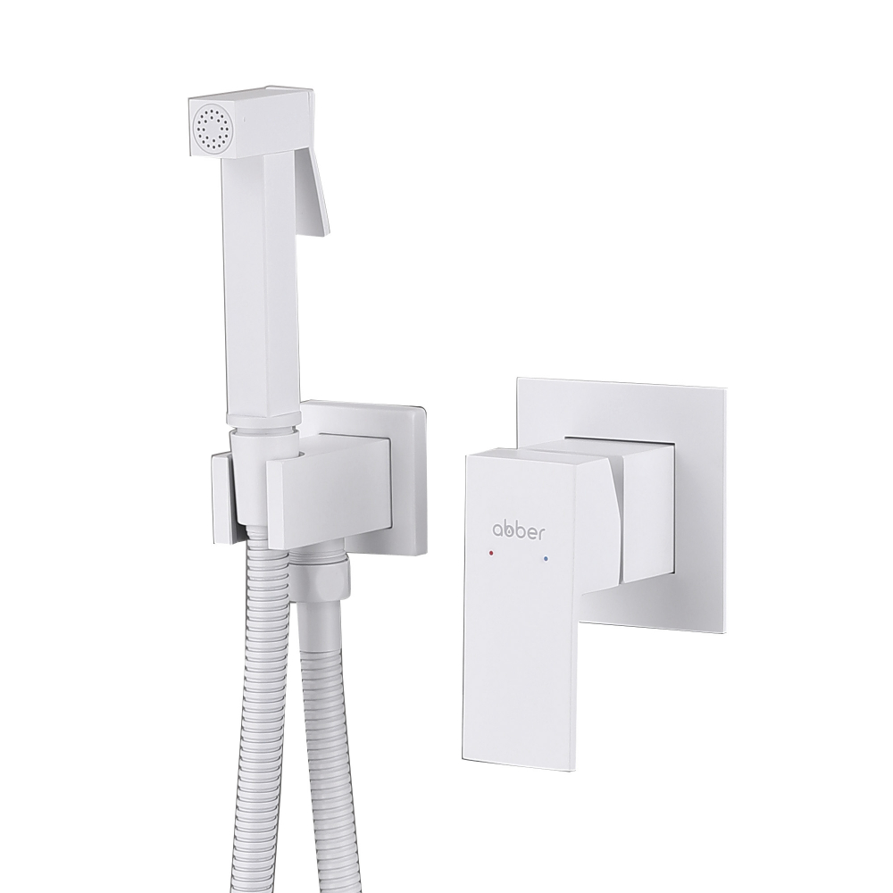 Смеситель с гигиеническим душем Abber Daheim, белый, AF8225W...