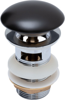 Донный клапан Aquanet черный матовый, с переливом