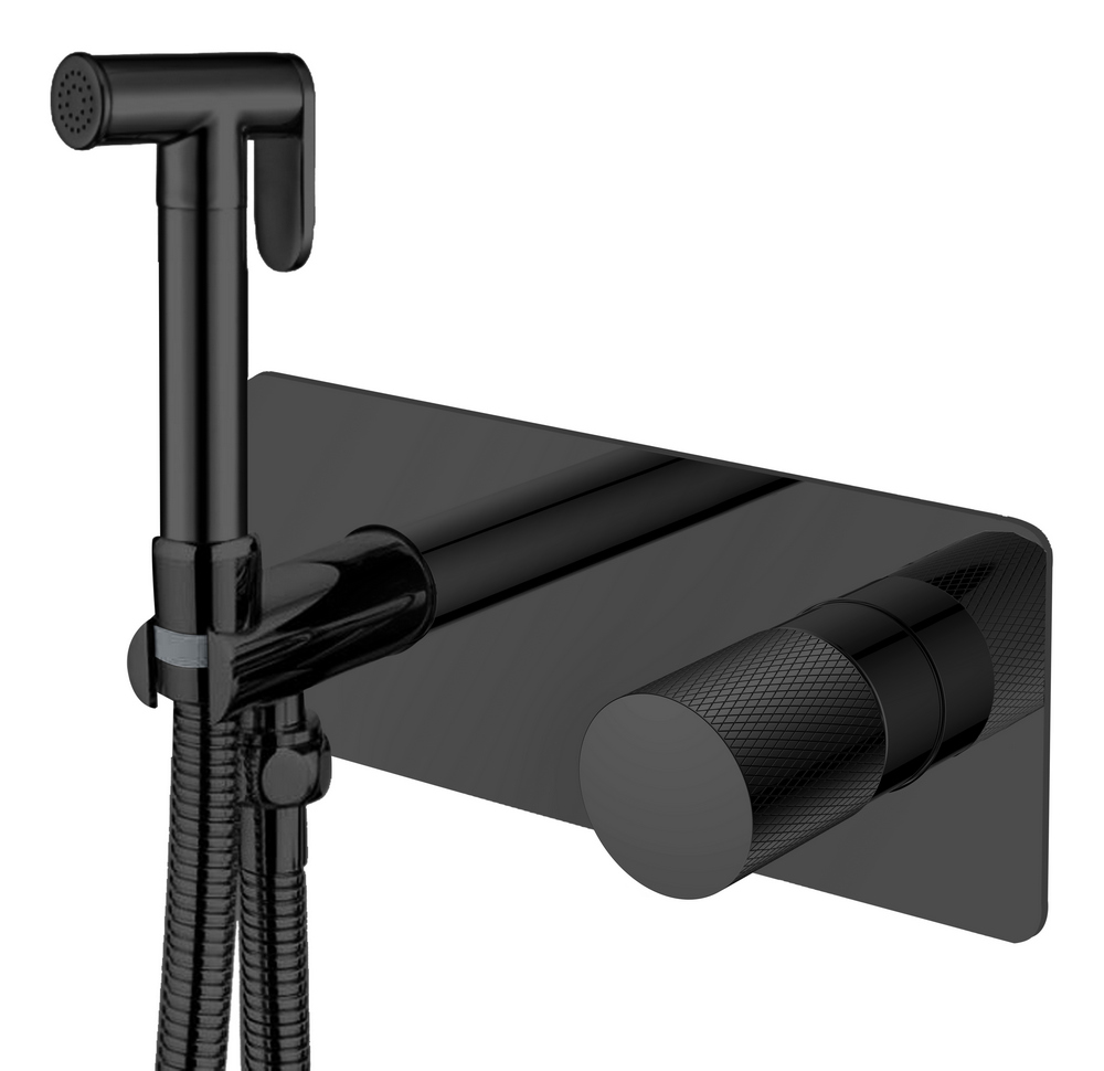 Смеситель с гигиеническим душем Boheme Stick, черный, 127-BB...
