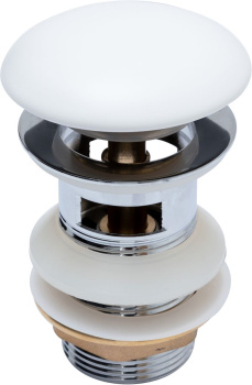 Донный клапан Aquanet белый матовый, с переливом