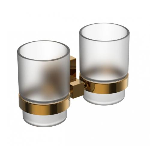 Два стакана для зубных щеток с держателем WONZON &amp; WOGHAND POLO, Темное золото (WW-8928-DG)
