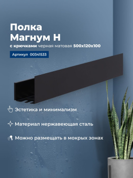 Полка для ванной Aquanet Магнум Н, черная, 341533