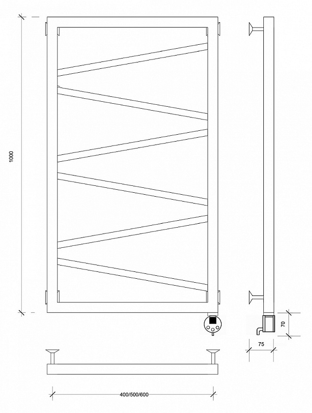 Полотенцесушитель электрический Secado Мирано, 100x50, черный матовый, подключение слева, 4603777441449