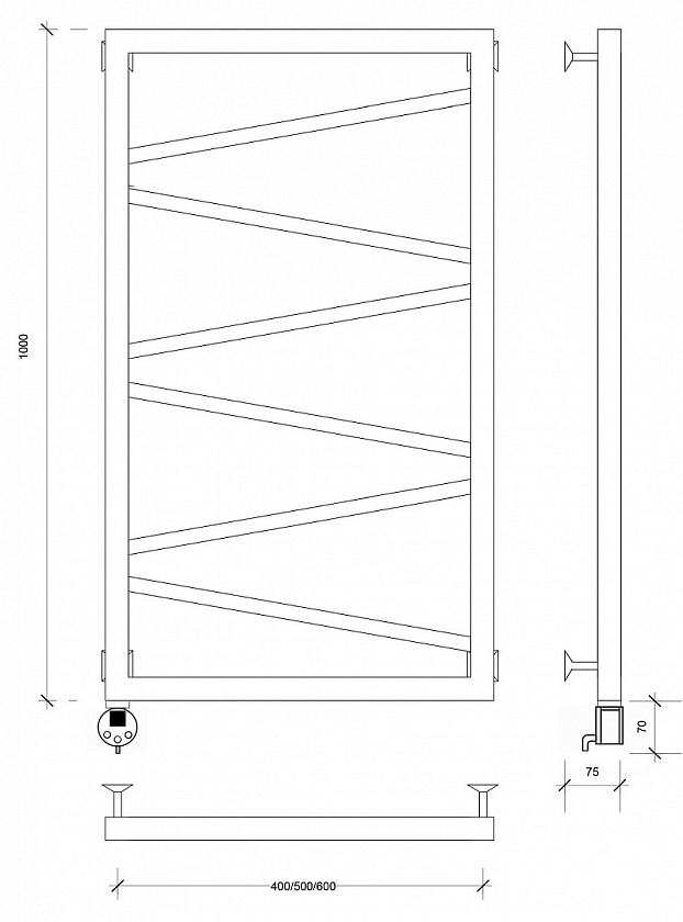 Полотенцесушитель электрический Secado Мирано, 100x50, белый матовый, подключение слева, 4673739221938