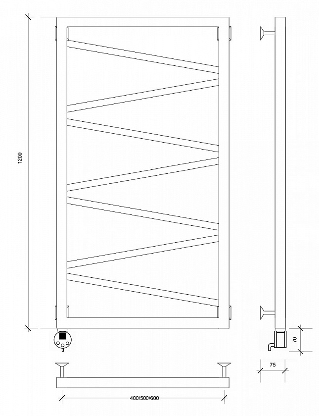 Полотенцесушитель электрический Secado Мирано, 120x50, белый матовый, подключение слева, 4673739221969
