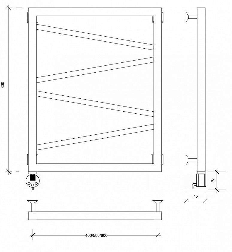Полотенцесушитель электрический Secado Мирано, 80x50, белый матовый, подключение слева, 4673739221907