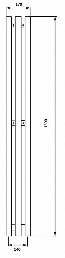 Полотенцесушитель водяной Secado Бергамо 3К, 130x14, черный матовый, нижнее подключение, 4673739248539