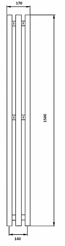 Полотенцесушитель водяной Secado Бергамо 3К, 150x14, черный матовый, нижнее подключение, 4673739248546