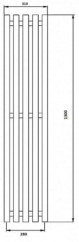 Полотенцесушитель водяной Secado Бергамо 5, 130x28, черный матовый, нижнее подключение, 4673739218808