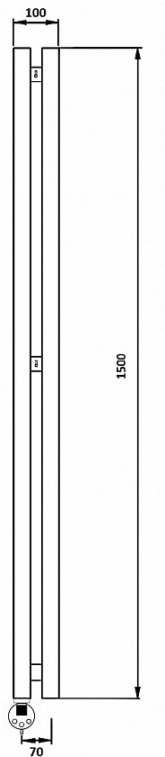 Полотенцесушитель электрический Secado Бергамо 2К, 150x7, черный матовый, подключение слева, 4673739250891