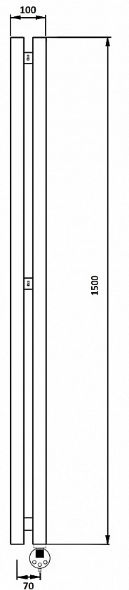 Полотенцесушитель электрический Secado Бергамо 2К, 150x7, черный матовый, подключение слева, 4673739250891