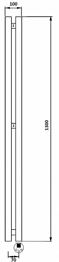 Полотенцесушитель электрический Secado Бергамо 2К, 130x7, черный матовый, подключение слева, 4673739250884