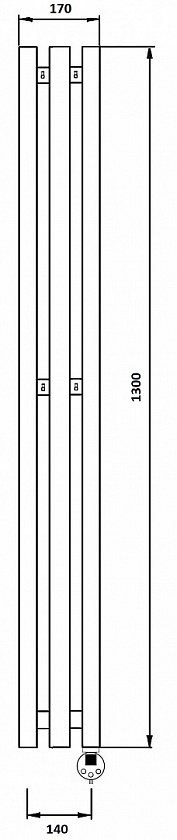 Полотенцесушитель электрический Secado Бергамо 3К, 130x14, черный матовый, подключение слева, 4673739250983