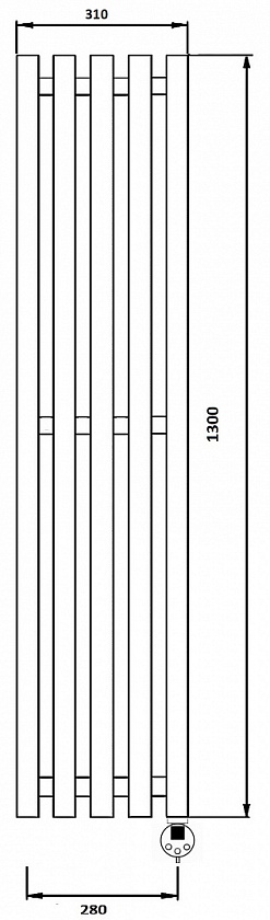 Полотенцесушитель электрический Secado Бергамо 5, 130x28, черный матовый, подключение слева, 4673739218860