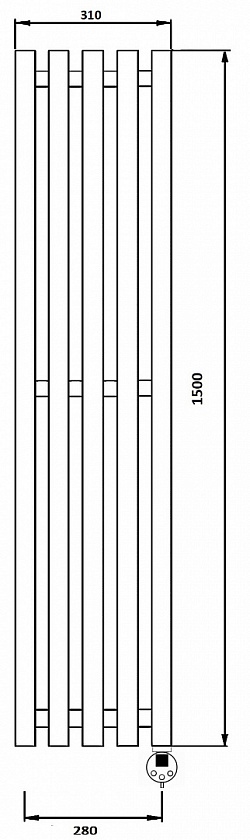 Полотенцесушитель электрический Secado Бергамо 5, 150x28, черный матовый, подключение слева, 4673739218853