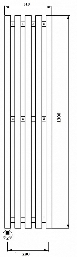 Полотенцесушитель электрический Secado Бергамо 5К, 130x28, черный матовый, подключение слева, 4673739200995