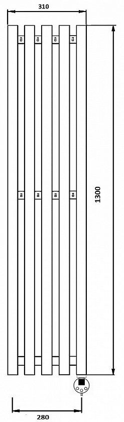 Полотенцесушитель электрический Secado Бергамо 5К, 130x28, черный матовый, подключение слева, 4673739200995