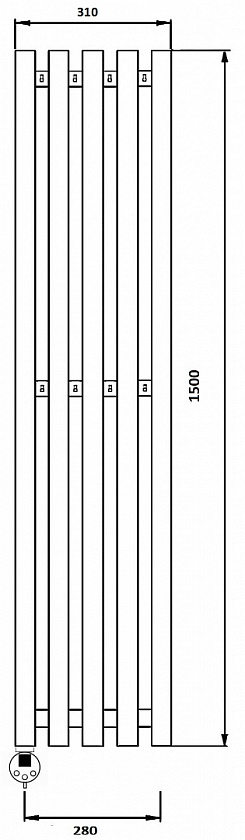 Полотенцесушитель электрический Secado Бергамо 5К, 150x28, черный матовый, подключение слева, 4673739201008
