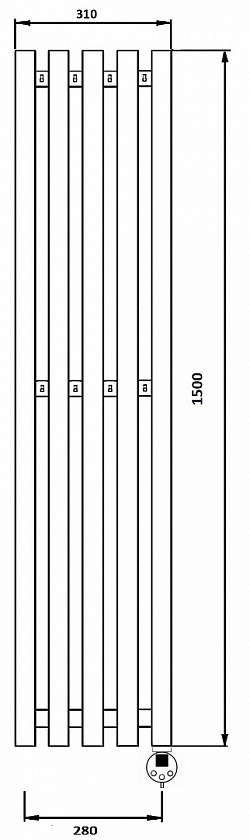 Полотенцесушитель электрический Secado Бергамо 5К, 150x28, черный матовый, подключение слева, 4673739201008