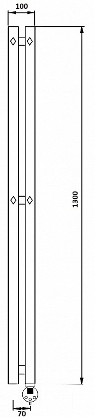 Полотенцесушитель электрический Secado Сандриго 2К, 130x10, черный матовый, подключение слева, 4673739250532