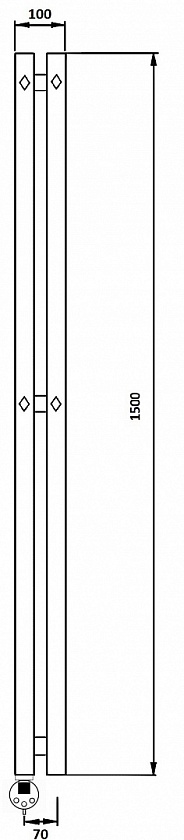 Полотенцесушитель электрический Secado Сандриго 2К, 150x10, черный матовый, подключение слева, 4673739250549