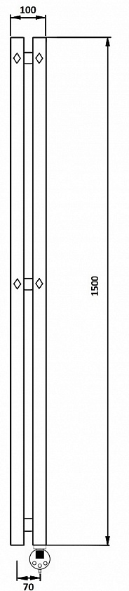Полотенцесушитель электрический Secado Сандриго 2К, 150x10, черный матовый, подключение слева, 4673739250549