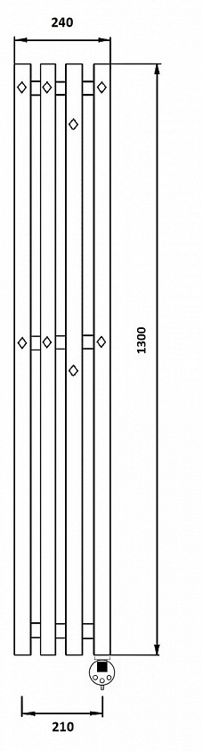 Полотенцесушитель электрический Secado Сандриго 4К, 130x24, черный матовый, подключение слева, 4673739250631