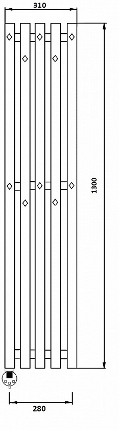 Полотенцесушитель электрический Secado Сандриго 5К, 130x31, черный матовый, подключение слева, 4673739250730