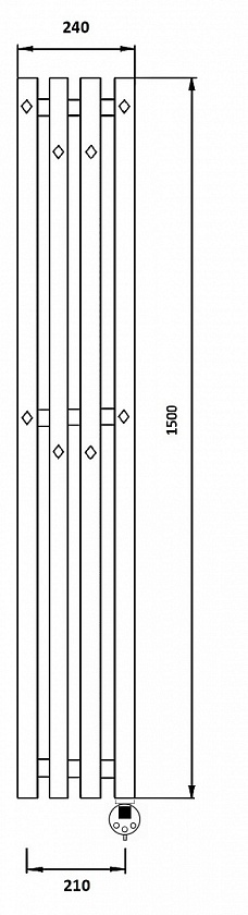 Полотенцесушитель электрический Secado Сандриго 4К, 150x24, черный матовый, подключение слева, 4673739250648