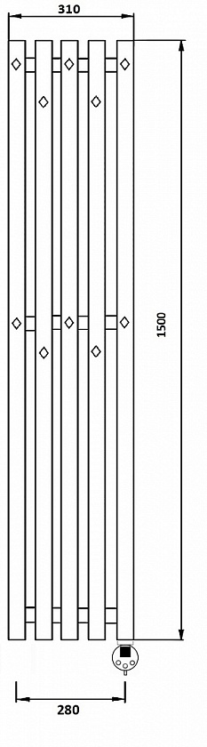 Полотенцесушитель электрический Secado Сандриго 5К, 150x31, черный матовый, подключение слева, 4673739250747