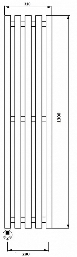 Полотенцесушитель водяной Secado Бергамо 5, 130x28, хром, нижнее подключение, 4673739254202