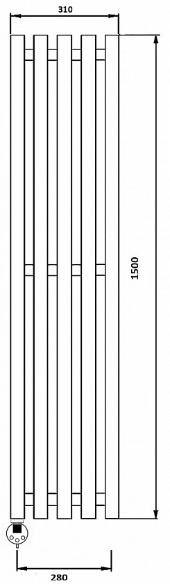 Полотенцесушитель водяной Secado Бергамо 5, 150x28, хром, нижнее подключение, 4673739254219