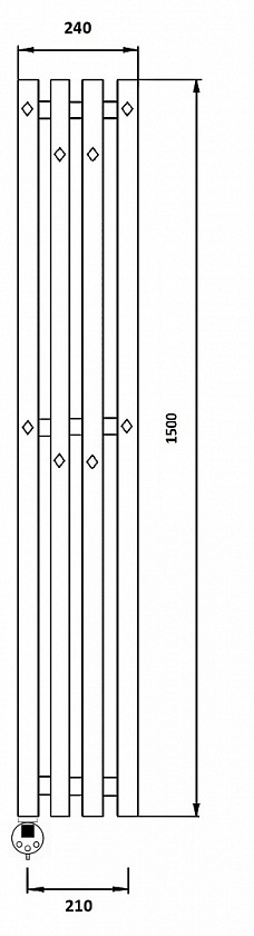 Полотенцесушитель водяной Secado Сандриго 4К, 150x24, хром, нижнее подключение, 4673739255117