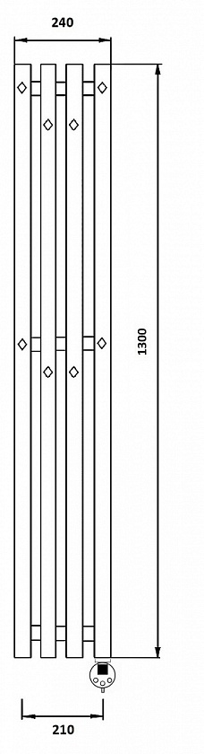 Полотенцесушитель электрический Secado Сандриго 4К, 130x24, хром, подключение слева, 4673739255155
