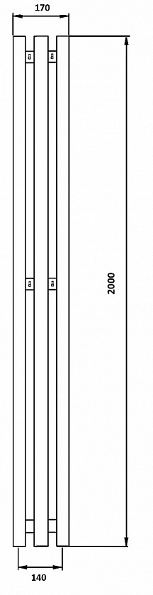 Полотенцесушитель водяной Secado Бергамо 3К, 200x14, черный матовый, нижнее подключение, 4673739248560
