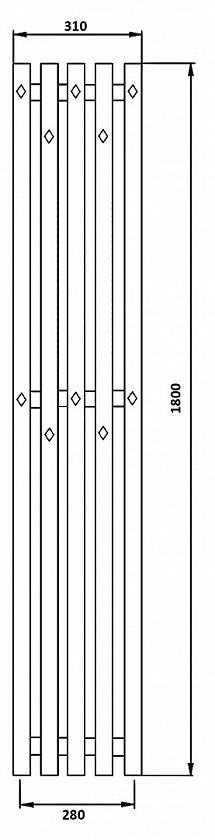 Полотенцесушитель водяной Secado Сандриго 5К, 180x31, черный матовый, нижнее подключение, 4673739248362