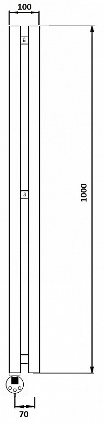 Полотенцесушитель электрический Secado Бергамо 2К, 100x7, черный матовый, подключение слева, 4673739250877