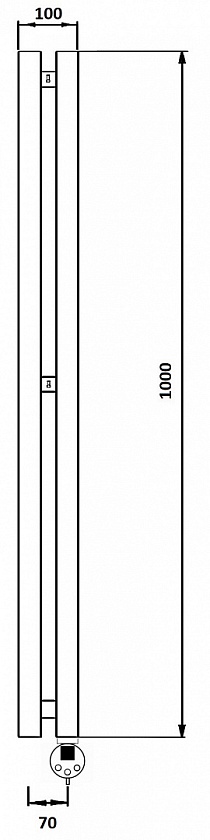 Полотенцесушитель электрический Secado Бергамо 2К, 100x7, черный матовый, подключение слева, 4673739250877