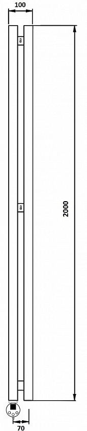 Полотенцесушитель электрический Secado Бергамо 2К, 200x7, черный матовый, подключение слева, 4673739250914