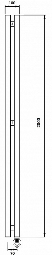 Полотенцесушитель электрический Secado Бергамо 2К, 200x7, черный матовый, подключение слева, 4673739250914