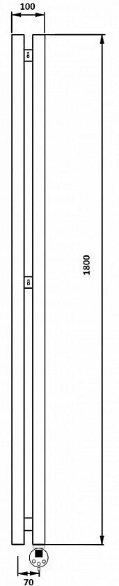 Полотенцесушитель электрический Secado Бергамо 2К, 180x7, черный матовый, подключение слева, 4673739250907