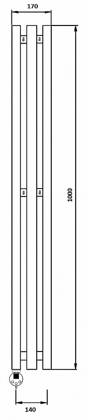 Полотенцесушитель электрический Secado Бергамо 3К, 100x14, черный матовый, подключение слева, 4673739250976