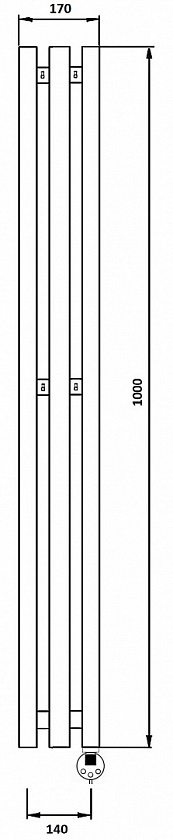 Полотенцесушитель электрический Secado Бергамо 3К, 100x14, черный матовый, подключение слева, 4673739250976