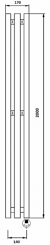 Полотенцесушитель электрический Secado Бергамо 3К, 200x14, черный матовый, подключение слева, 4673739251010