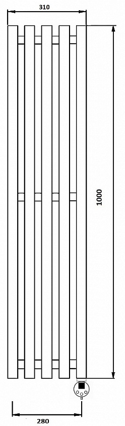 Полотенцесушитель электрический Secado Бергамо 5, 100x28, черный матовый, подключение слева, 4673739218877