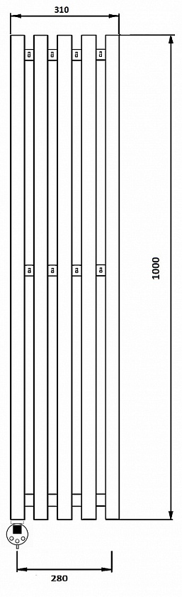 Полотенцесушитель электрический Secado Бергамо 5К, 100x28, черный матовый, подключение слева, 4673739200988