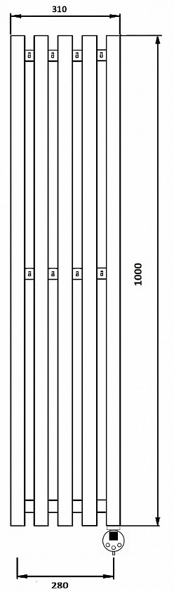 Полотенцесушитель электрический Secado Бергамо 5К, 100x28, черный матовый, подключение слева, 4673739200988