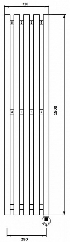 Полотенцесушитель электрический Secado Бергамо 5К, 180x28, черный матовый, подключение слева, 4673739201015